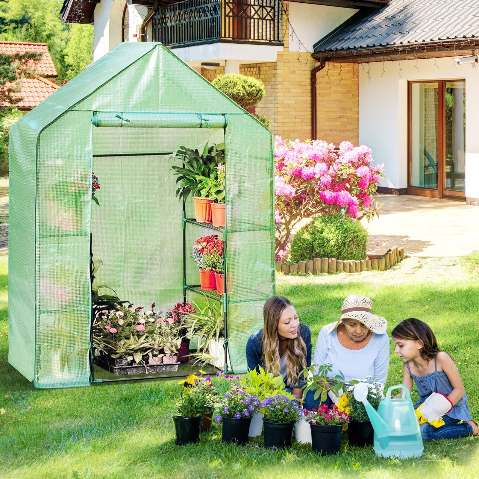 Mini Portable 4 Tier 8 Shelves Walk-in Plant Greenhouse Doba